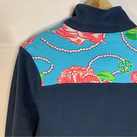 Simply Southern Navy Floral 1/4 Zip Pullover Sweatshirt - Picture 4 of 8